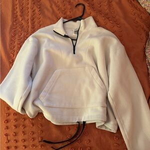 victoria's secret PINK white quarter zip cinch waist sweatshirt